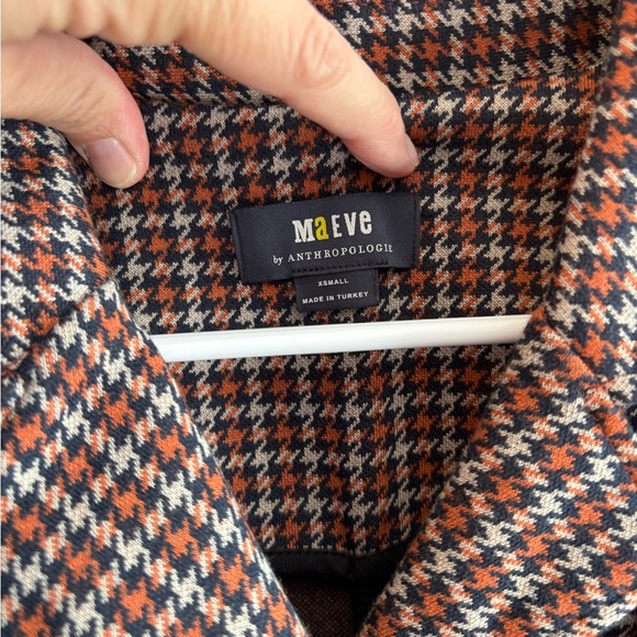 Maeve by Anthropologie Asymmetrical Houndstooth Blazer Jacket Size XS - Picture 2 of 10